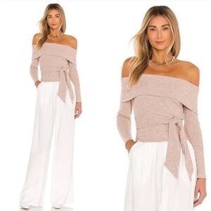 Lovers + Friends Off-Shoulder Ramona side tie sweater size Small